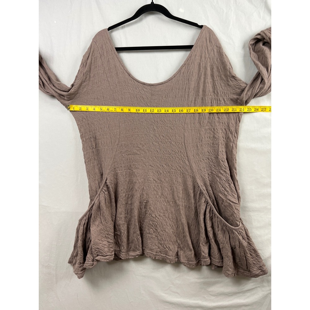 Free People Beach Tunic Top Womens Medium Mauve Crinkle Gauze Pockets Boho - Picture 6 of 10